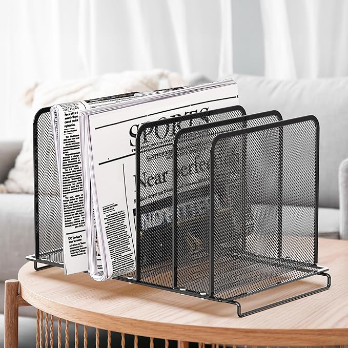 Simple Houseware Expandable 5 Section Upright File Sorter Organizer, Black