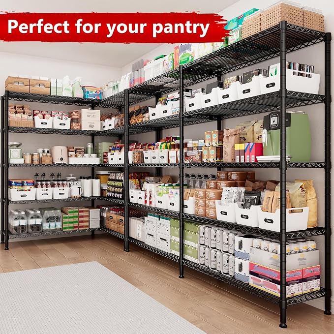 REIBII 70" W Storage Shelves Heavy Duty Load 1600LBS, Metal Shelving 5-Tier Wire Shelving Unit Metal Shelves for Storage Adjustable Shelving Rack for Pantry Kitchen 70" W*15.8" D*72.4" H, 2 Pack