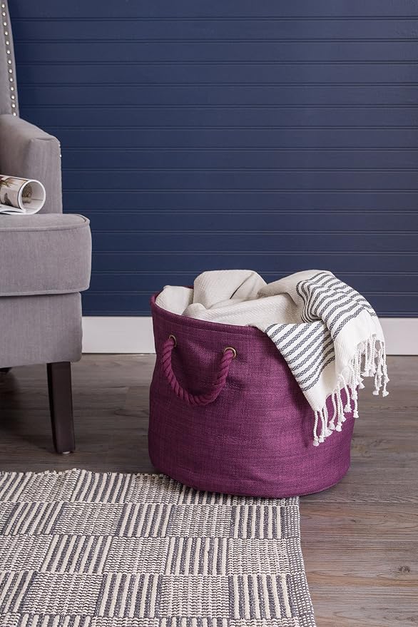 DII Collapsible Variegated Polyester Storage Bin, Medium, Eggplant