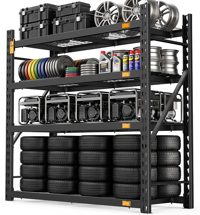 CAMMOO 6000LBS Heavy Duty Storage Shelves, 61''W x 24''D x 72''H | Metal Garage Shelving unit with Magnetic Label, Upgraded Structure, Solid Steel Industrial Rack , Easy Assembly for Basement