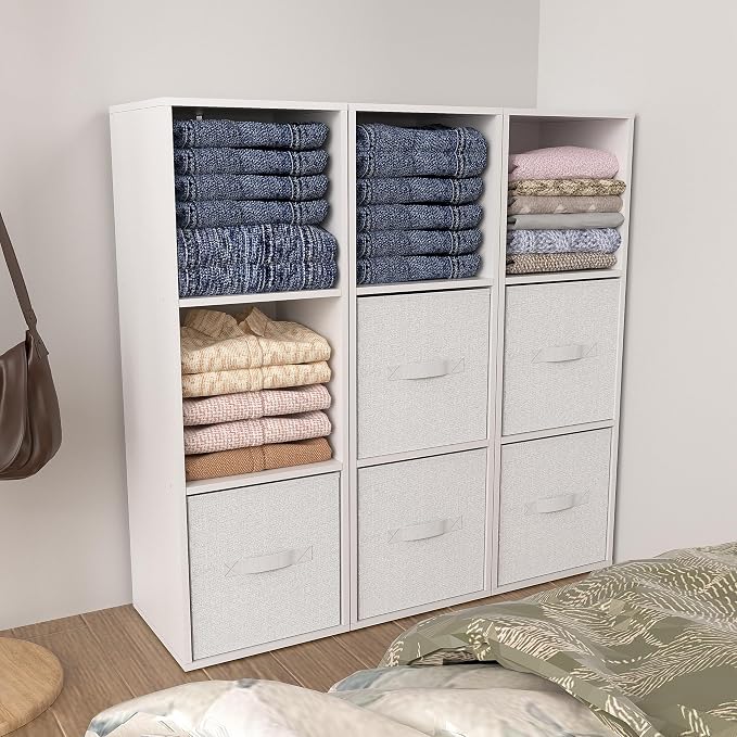 3 Cube Storage Organizer White, 3 Cube Shelf Freestanding Open Cubby, 3 Tier Low Bookcase Storage Display Organizer for Home Office Living Room Bedroom