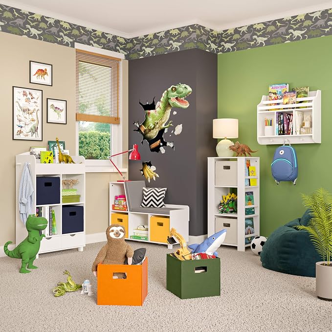 RiverRidge Folding Storage Bins - 2-pack of 10in Tall Olive Cubes | Fabric Bins, Set of 2 Storage Cubes, Cut-out Handles, Playroom Closet Organizer, Collapsible Cubby with Bottom Board Insert
