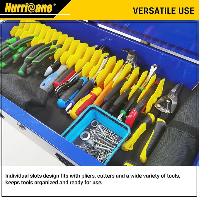 HURRICANE Plier Organizer Rack, 10-Slot Pliers Cutters Rack with Non-Slip Rubber Base, Tool Drawer Toolbox Organizer and Storage, Extendable Design, Fit 3” H, 1 Pack, Yellow