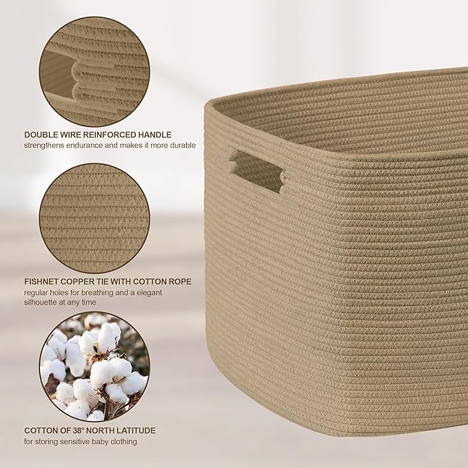 72L Large Woven Laundry Basket Hamper with Handles, Jute | collapsible wicker hamper, storage for dirty clothes, toys, blankets, gifts, living room, bedroom, bathroom, 22"x17"x12"