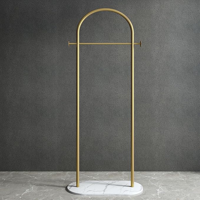 Freestanding Clothing Rack with Marble Base,Modern Gold Arch Garment Rack for Small Spaces,Sturdy Metal Coat Rack,Clothes Racks for Hanging Clothes in Bedroom,Closet,Entryway,Boutique Display