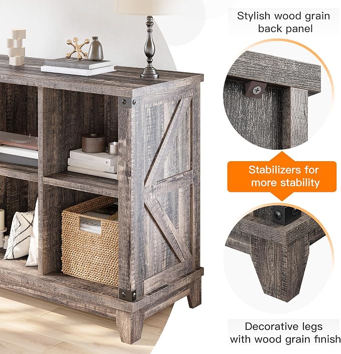 EnHomee Farmhouse 6-Cube Storage Organizer for Living Room, Black Oak | Home Organization Lovers, Wood & Metal, Holds 286 Lbs, Anti-Tip & Stabilizers