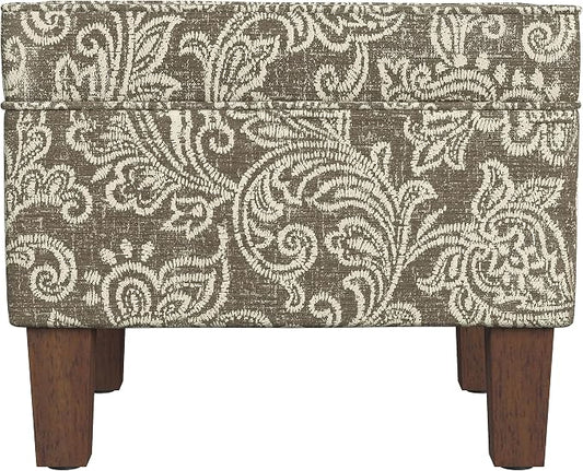 Spatial Order 22" Dinah Collection Storage Ottoman - Brown Jacobean Print