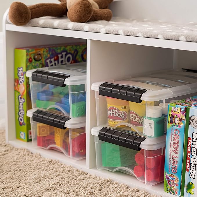 IRIS USA 6-Pack 6 Quart Storage Bins with Lids | Transparent design makes contents easy to find. Ideal for shoes, photos, documents, and small essentials. Nestable design
