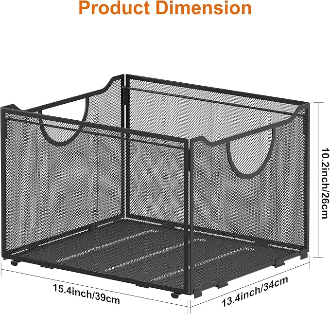 EasyPAG Hanging File Folders Organizer, Black Mesh Filing Crate, Stackable File Folder Storage Box, Desktop Document Holder for Letter Size Papers