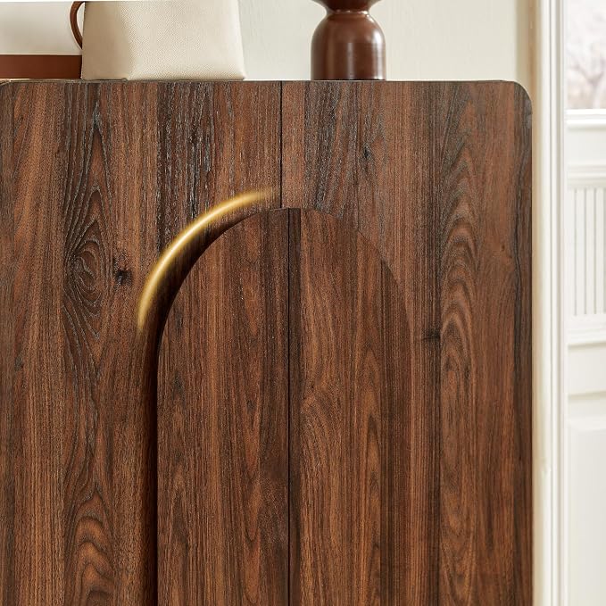 Shoe Storage Cabinet with Doors, Large Shoe Cabinet Storage for Entryway, Wooden 6 Tier Shoe Organizer Cabinets with Adjustable Shelves for Entrance Hallway Living Room Foyer (Walnut)
