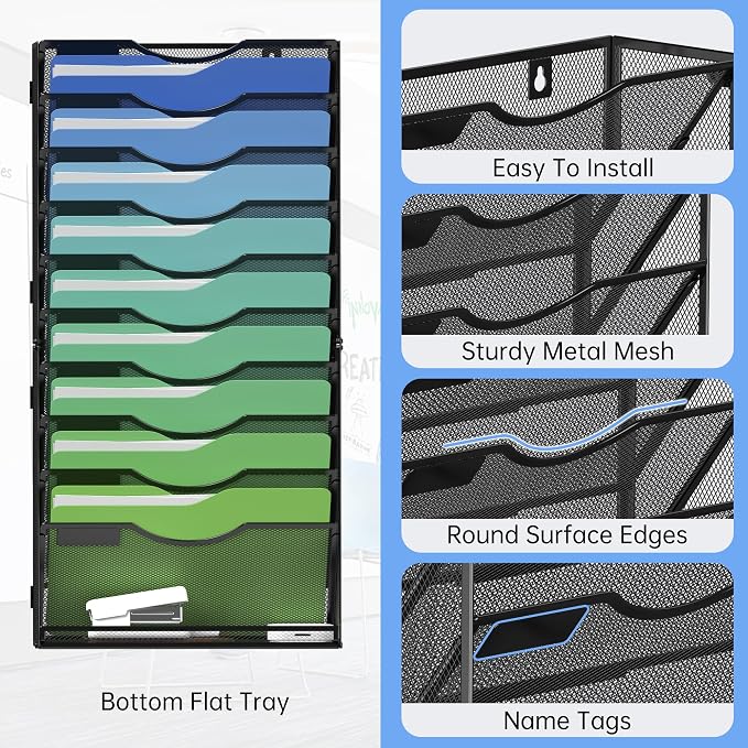Kuntine.B Wall File Organizer Office Hanging Magazine Holder Wall File Organizer for Office Home