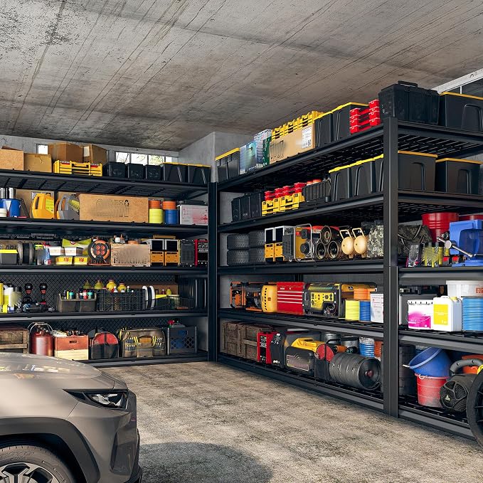 REIBII 60"W Heavy Duty Garage Shelving,3000LBS Storage Shelves For Basement | 5 -Tier Metal Shelving,Adjustable Rack,Reinforced Steal bars,for Industrial Shop Commercial Warehouse,60 W x 24" D x 72" H