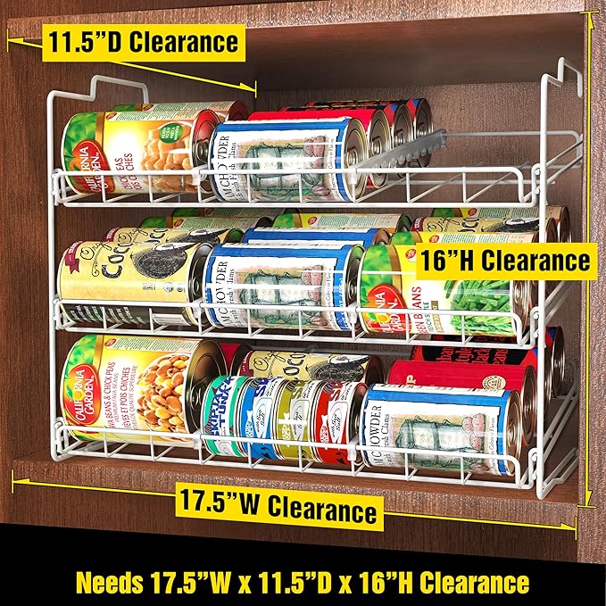 Deco Brothers Stackable Can Rack Organizer Holds Up to 36 Cans, White | for Kitchen and Pantry