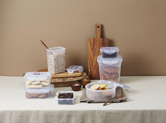 LOCK & LOCK Easy Essentials Food Storage lids/Airtight containers, BPA Free, Square-20 oz-for Coffee, Clear
