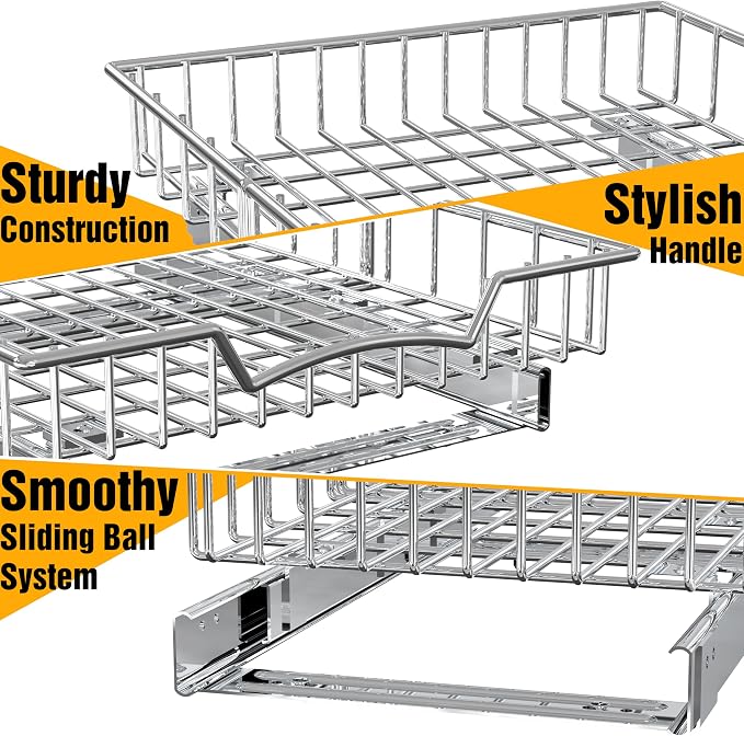 Simple Houseware Under Cabinet Pull Out Sliding Shelf Drawer, 18Dx14W | for Kitchen Organizer