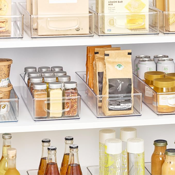iDesign Slim Extra Long Clear Storage Bin | Narrow, Stackable, Kitchen or Pantry Organizer