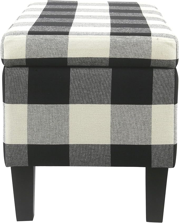 HomePop 36" Storage Ottoman Bench with Hinged Lid - Black Buffalo Plaid