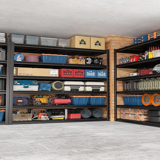 REIBII 84.1" H Garage Shelving, 3500LBS Storage Shelves Heavy Duty, Adjustable 6-Tier Metal Shelving for Commercial, Warehouse, Basement, Garage,Shop, 55.1" W x 25.8" D x 84.1" H