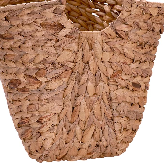 Household Essentials ML-4002 Tall Water Hyacinth Wicker Basket with Handles | Natural, Brown, Natural