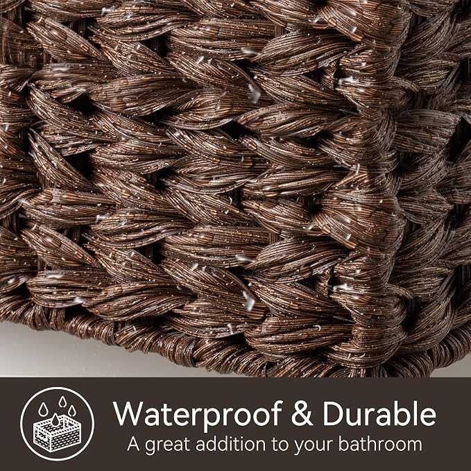 GRANNY SAYS Large Wicker Basket, Decorative Woven Basket for Storage, Waterproof Storage Basket Organizer, Wicker Storage Basket for Organizing, Brown Basket, 1-Pack