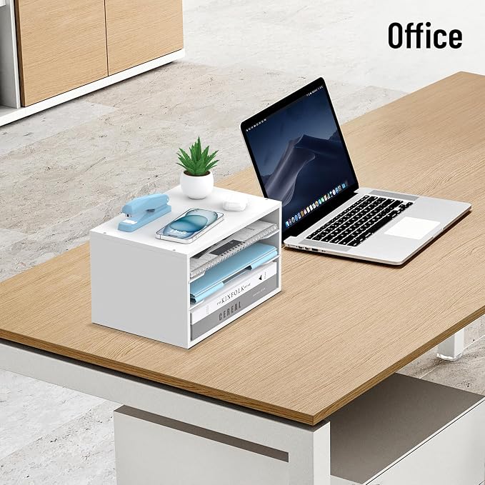 3-Tier Paper Organizer for Desk, Adjustable Mail Organizer, White | 3-Tier Paper Organizer and Mail Organizer for Desk with Adjustable Shelves for Letter Size Files Folders and Office Supplies