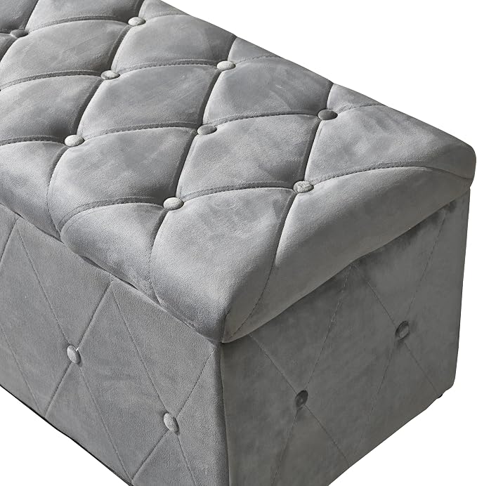 Ottoman Set of 3, 39'' Hinged Tufted Storage Ottoman Bench with Cushion, 2pcs Small Dorm Stools Couch Side Foot Rest