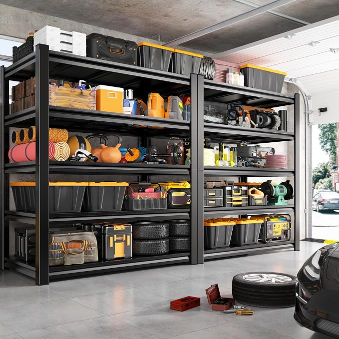REIBII 5 Tier Garage Shelving for Garage, Adjustable Metal Shelving | 3000LBS Capacity, 36"W x 16"D x 72"H, Rust‑Resistant, Solid Steel, Fits Pantry, Commercial, Freestanding, Tool‑Free Assembly