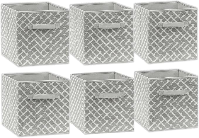 Simple Houseware 11-Inch Foldable Cube Storage Bins, Geometric Gray, 6-Pack | Lightweight & Durable Structure Fabric Cubes Organizer for Closet or Shelves