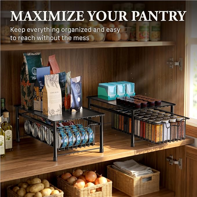 Simple Houseware Stackable Basket Drawer, Black