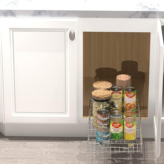 Simple Houseware Under Cabinet Pull Out Sliding Shelf, 21" Dx11 W, Chrome