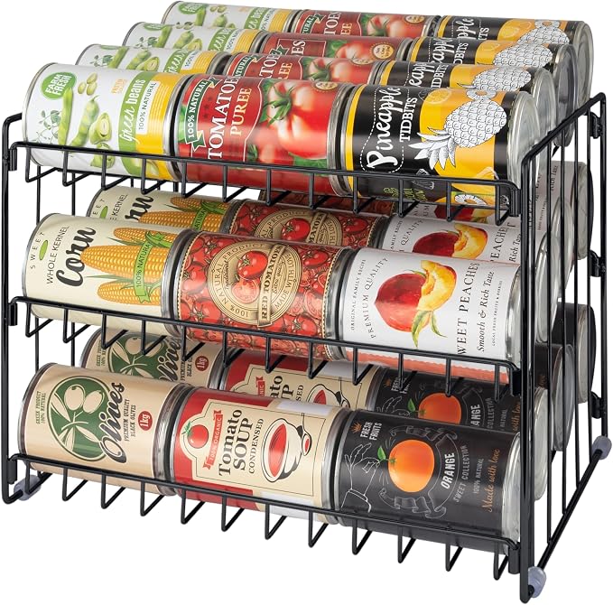 Kitchen Details 3 Tier Can Storage Organizer Rack in Black