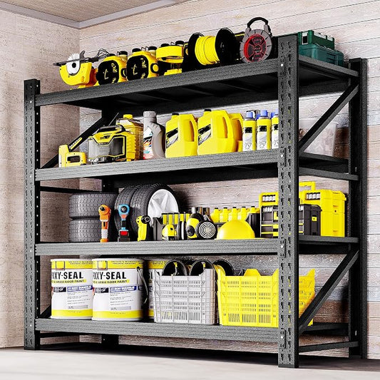 BYNSOE 48" W Storage Shelves 3000lbs Garage Metal Shelving Heavy Duty Garage Shelves Adjustable Storage Shelves for Industrial, Factory,48" W X 24" D X 69" H
