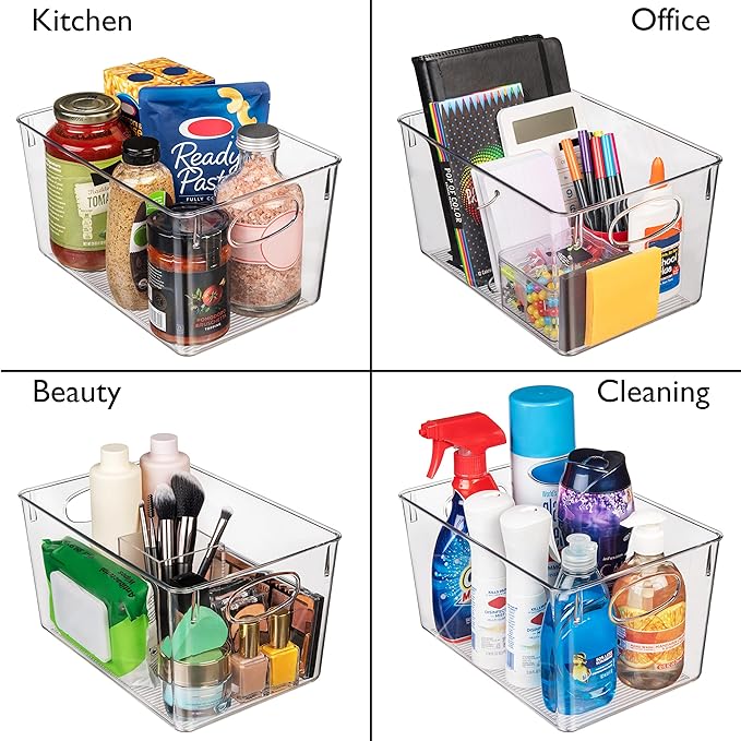CLEARSPACE Plastic Storage Bins With lids – Perfect Kitchen Fridge Organizer, Pantry Organization, Cabinet Organizers (8 Pack)