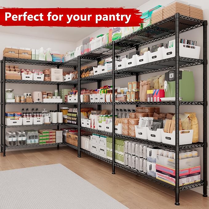 REIBII 70" W Storage Shelves, 1600LBS Heavy Duty & L/H Shaped, for Garage | 5-Tier Freestanding, Adjustable shelf, Powder Coated Moisture Resistant, Anti-Tipping Device, Leveling feet, for Kitchen