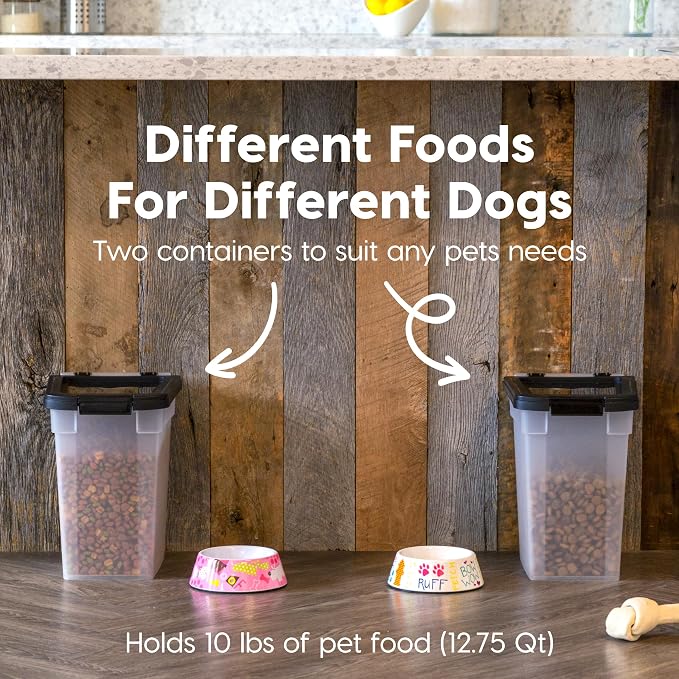 IRIS USA Dog Food Storage Container, 2-Pack, Up to 10 lbs, Black