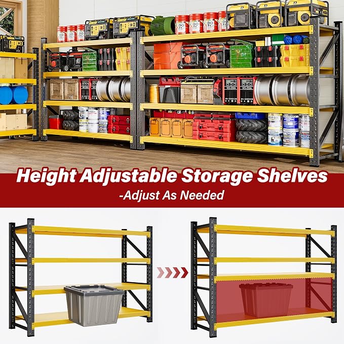 5000LBS Heavy Duty Garage Shelving Units,60" Wide & Deep Storage Shelves,Yellow Metal Garage Shelves,Large Storage Rack,Steel Shelf,Industrial Shelving for Shop,Warehouse,60" W x 24" D x 70" H