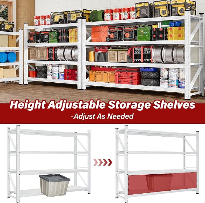 6000LBS Heavy Duty Garage Shelving Units,79" Wide & Deep Storage Shelves,White Metal Garage Shelves,Large Storage Rack,Steel Shelf,Industrial Shelving for Shop,Warehouse,Basement,79" W x 24" D x 79" H