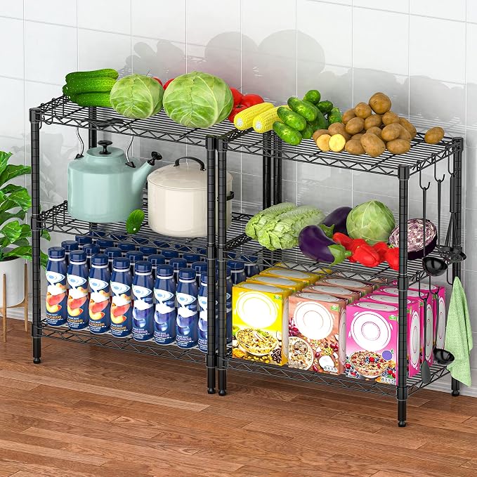 Folews 3-Tier Metal Shelf for Storage, NSF Certified Wire Shelving Unit Storage Rack Organizer Steel Utility Shelf for Kitchen Office Garage Pantry Laundry Organization(13.4D x 23.2W x 29.7H)