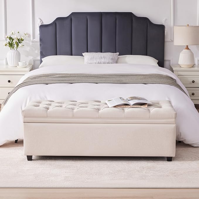 Mangodan 50 Inch Large Storage Ottoman, Tufted Ottoman with Storage | End of Bed Ottomans for Living Room, Bedroom, Modern Entryway Benchs
