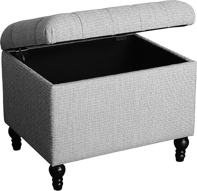 Spatial Order 24" Button Tufted Storage Ottoman - Pewter Gray