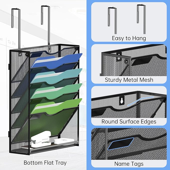 Kuntine.B Wall File Organizer Office Hanging Magazine Holder Wall File Organizer for Office Home