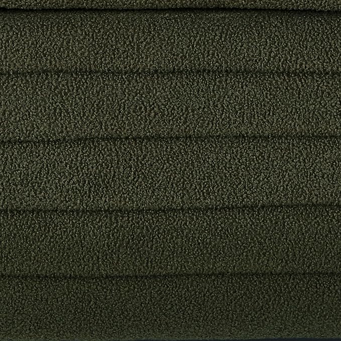 Ball & Cast Storage Bench, Upholstered Oval Ottoman, End of Bed Stool with Safety Hinge for Bedroom, Living Room, Entryway, Teddy Fabric, Dark Green
