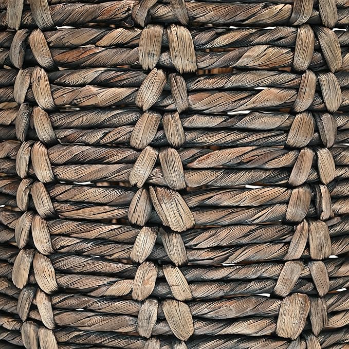 happimess Laurel Hand-Woven Abaca Storage Basket 19", Brown | Wicker Seagrass Container with Handles for Decoration, Laundry Room Entryway Hamper, 22 Pounds Capacity, Braided Accents