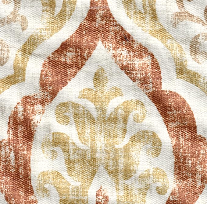 Spatial Order 22" Square Ottoman - Burnt Orange and Cream Medallion
