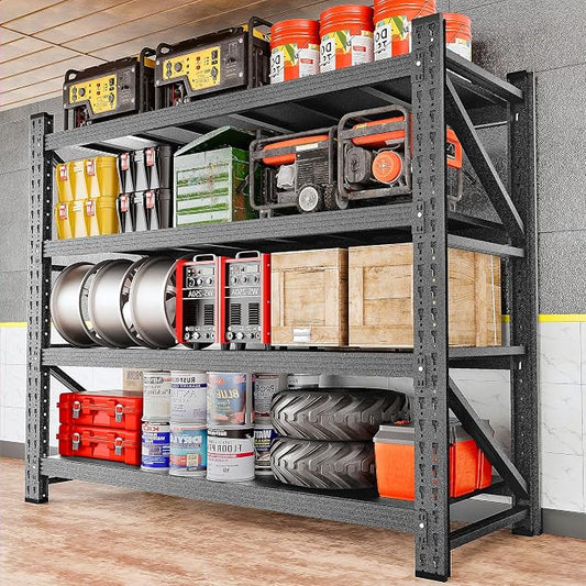 Set of 2 48" Wide Heavy Duty Garage Shelving Units,3000LBS 24 Deep Storage Shelves,Metal Garage Shelves,Large Storage Rack,Steel Shelf,Industrial Shelving for Shop,Warehouse,48" W x 24" D x 70" H