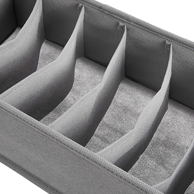 Amazon Basics Deep Drawer Organizer for Clothes, Collapsible Storage Boxes for Socks, Underwear and Baby Items, Set of 4, Gray | Pack of 2