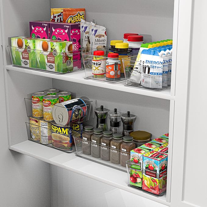 Simple Houseware 2 Pack Clear Fridge Organizer Bin Storage (12"x6"x3.4") | for Cabinet / Pantry / Refrigerator / Freezer / Kitchen