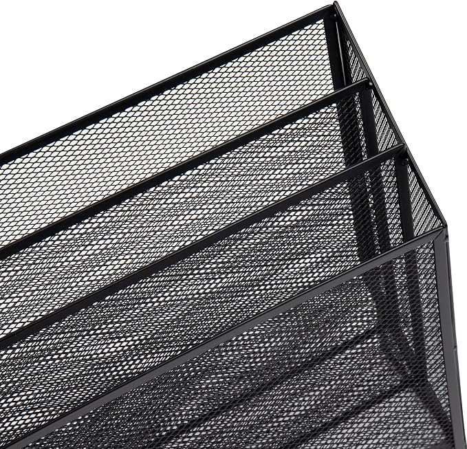 Mind Reader Vertical File Storage, Desktop Organizer, Workspace, Office, Metal Mesh, 12.5"L x 3.75"W x 11.5"H, Black