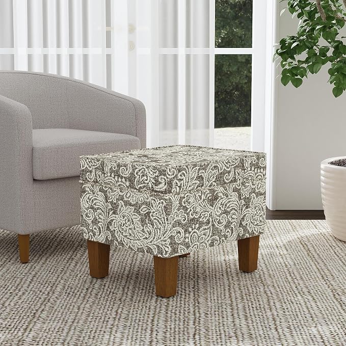 Spatial Order 22" Dinah Collection Storage Ottoman - Brown Jacobean Print