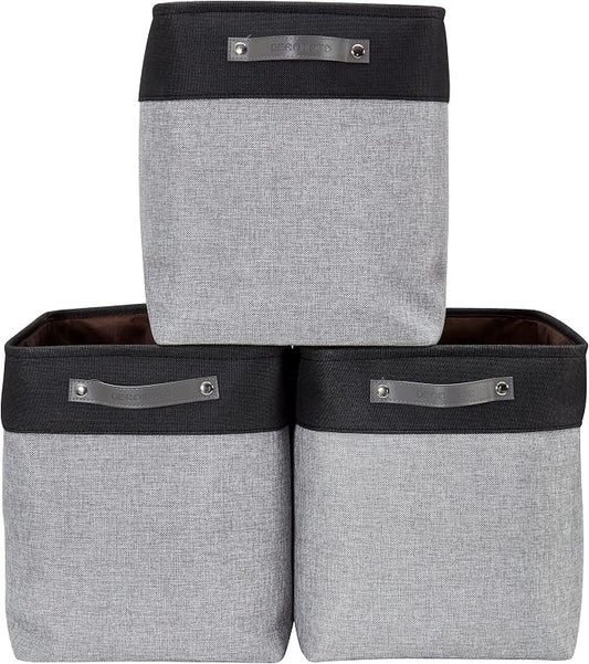 DECOMOMO Extra Large Storage Baskets, 54.5L Fabric Storage Bins 3 Pack | XXXL Storage Baskets for Shelves, Linen Closet Organizers (Grey & Black, 17" x 13" x 15")